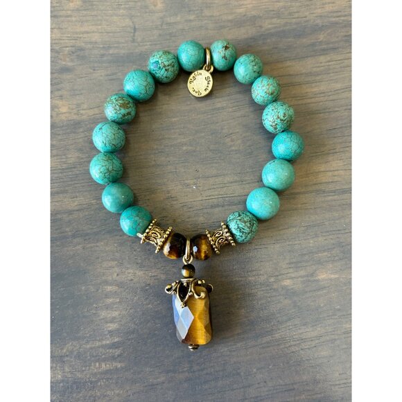 Robin Steele Inc Turquoise Color Stretch Beaded  Bracelet - Picture 1 of 4